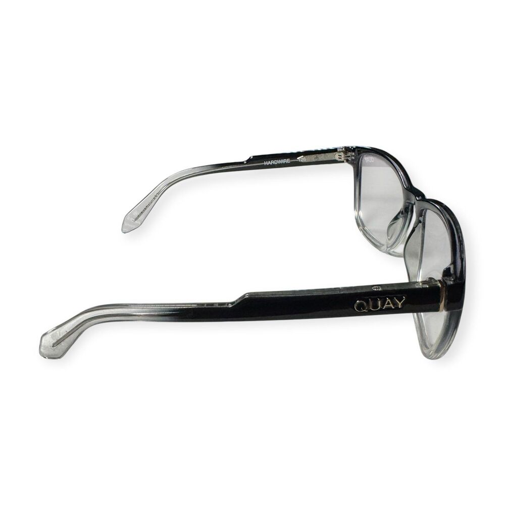 Quay Australia Hardwire 126 Eyeglasses Blue Light Lenses Black Clear Fade Frame - Picture 3 of 6